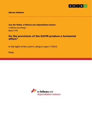 cover image of Do the provisions of the EUCFR produce a horizontal effect?